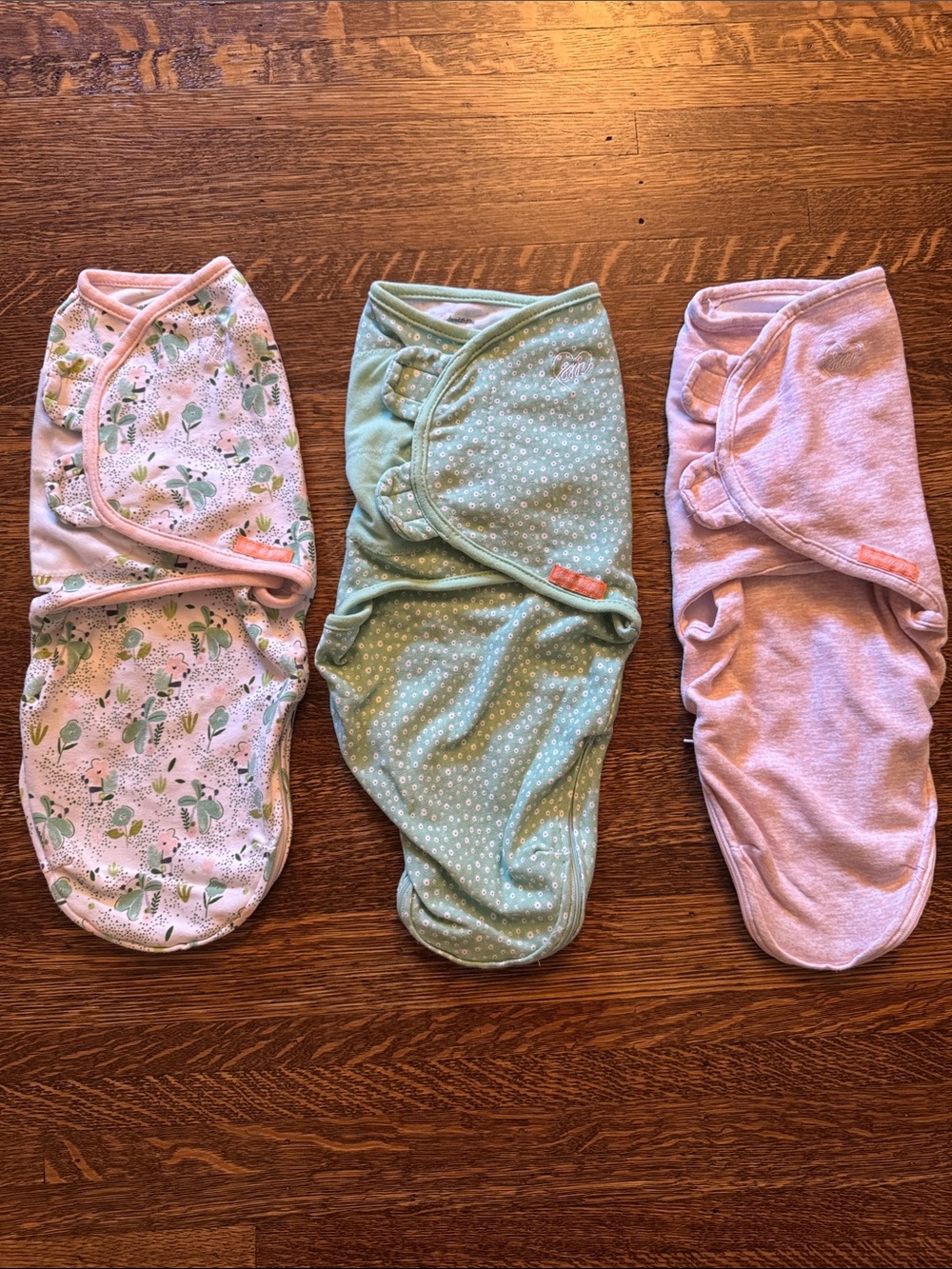 Set of 3 SwaddleMe Baby Swaddle Wraps - Green, Pink, Floral